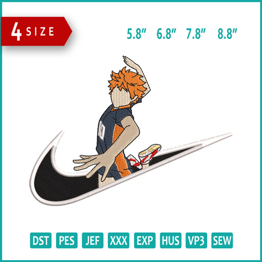 Hinata  Swoosh Embroidery Design Files - 4 Size's