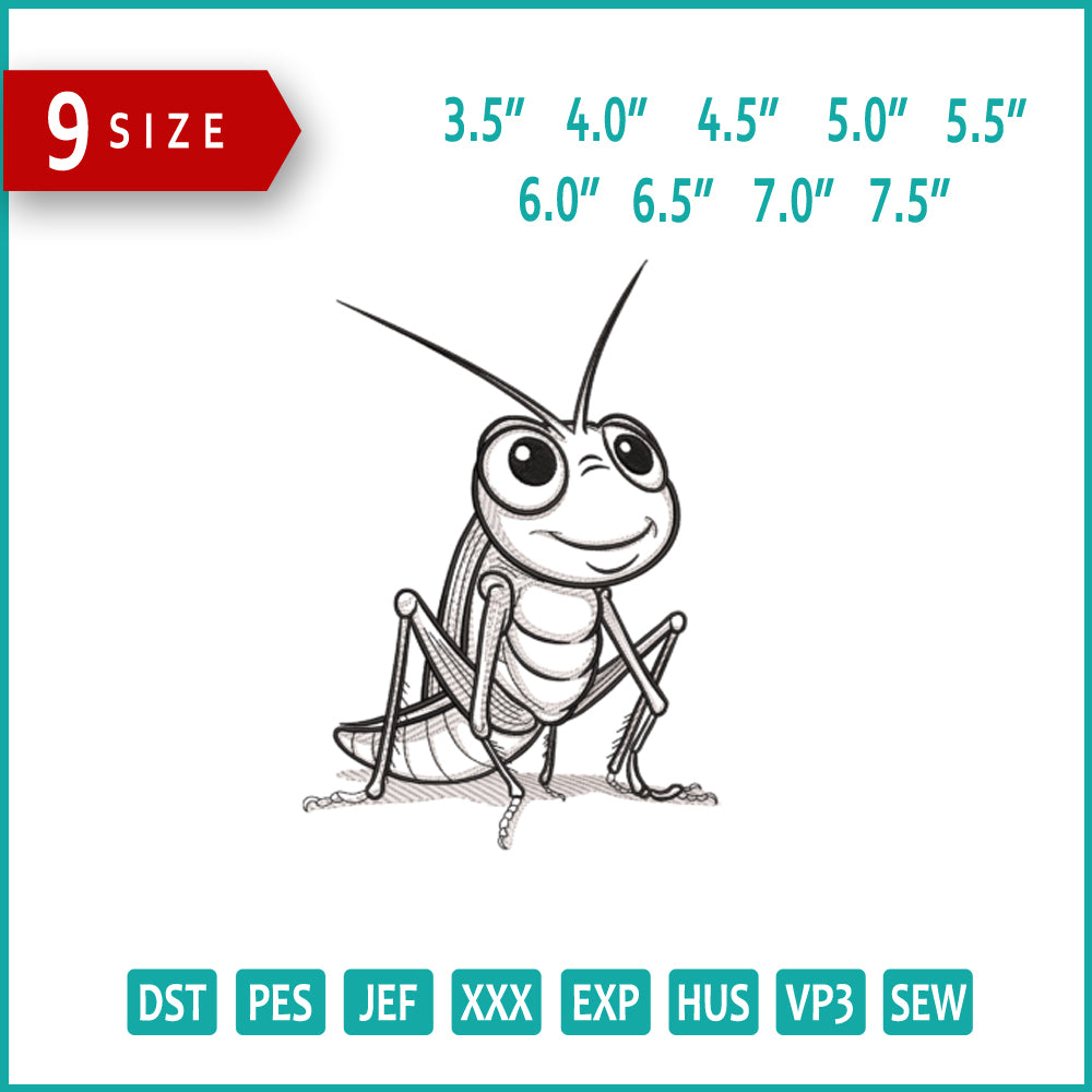 Grasshopper Embroidery Design Files - 9 Size's