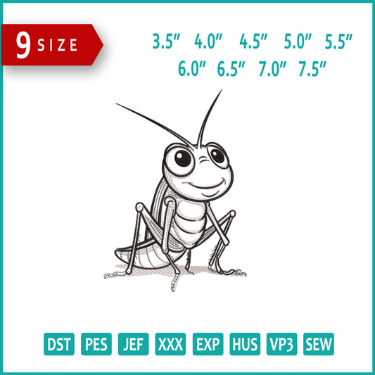 Grasshopper Embroidery Design Files - 9 Size's