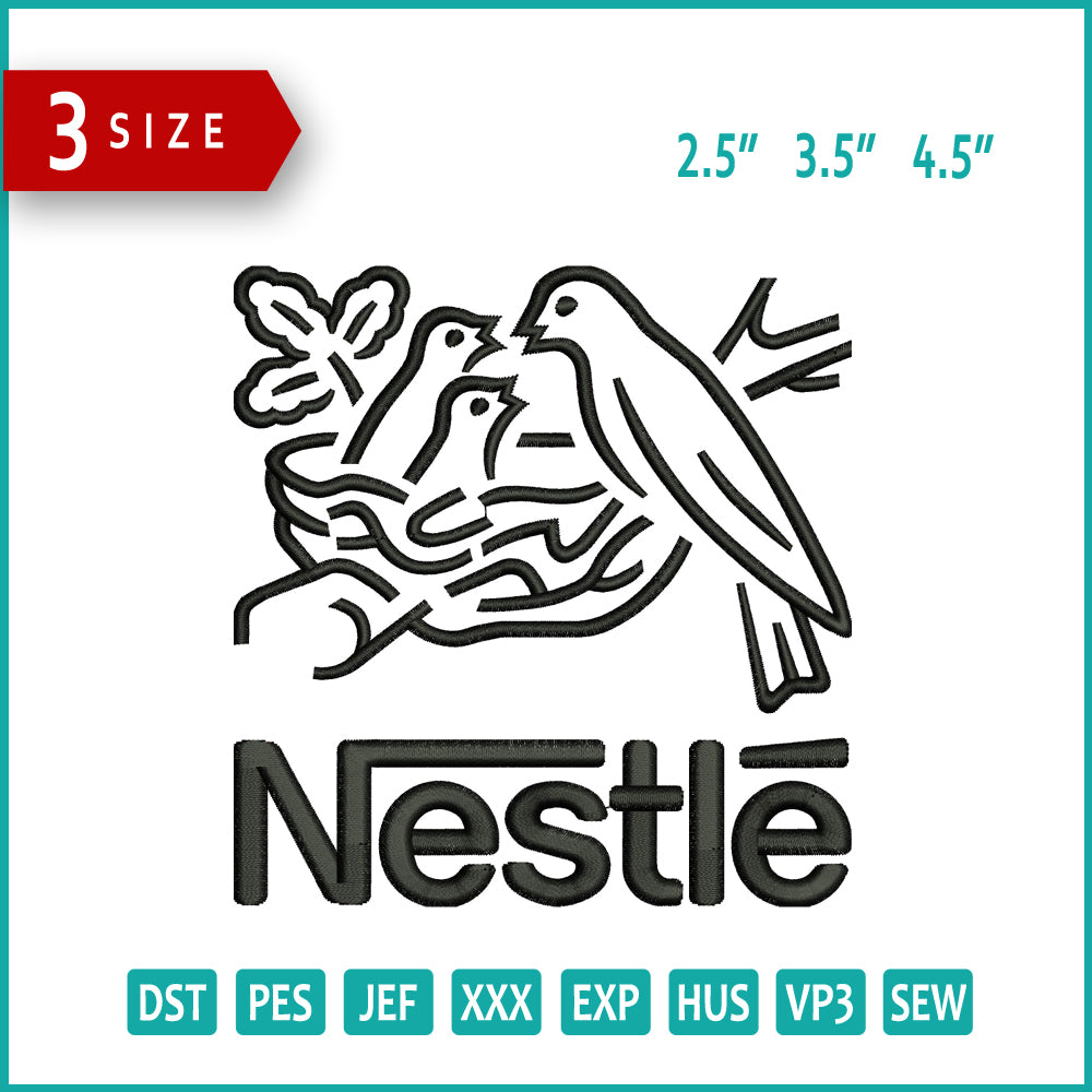 Nestle Logo Embroidery Design Files - 3 Size's