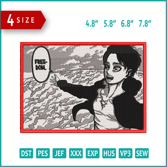 Eren Yeager v7 Embroidery Design Files - 4 Size's