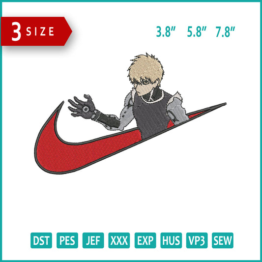 Genos One Punch Man Swoosh Embroidery Design Files - 3 Size's
