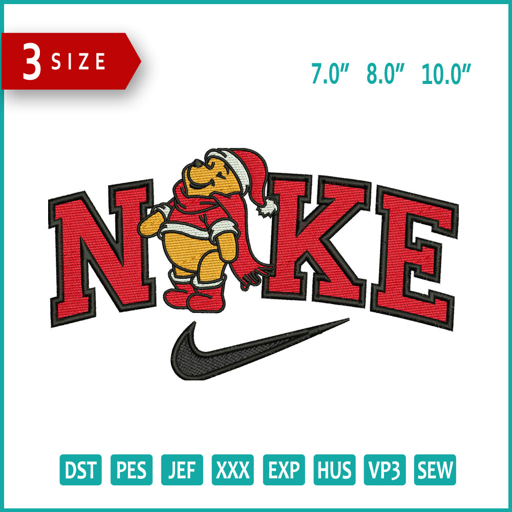 Nike Pooh v4 Embroidery Design Files - 3 Size's