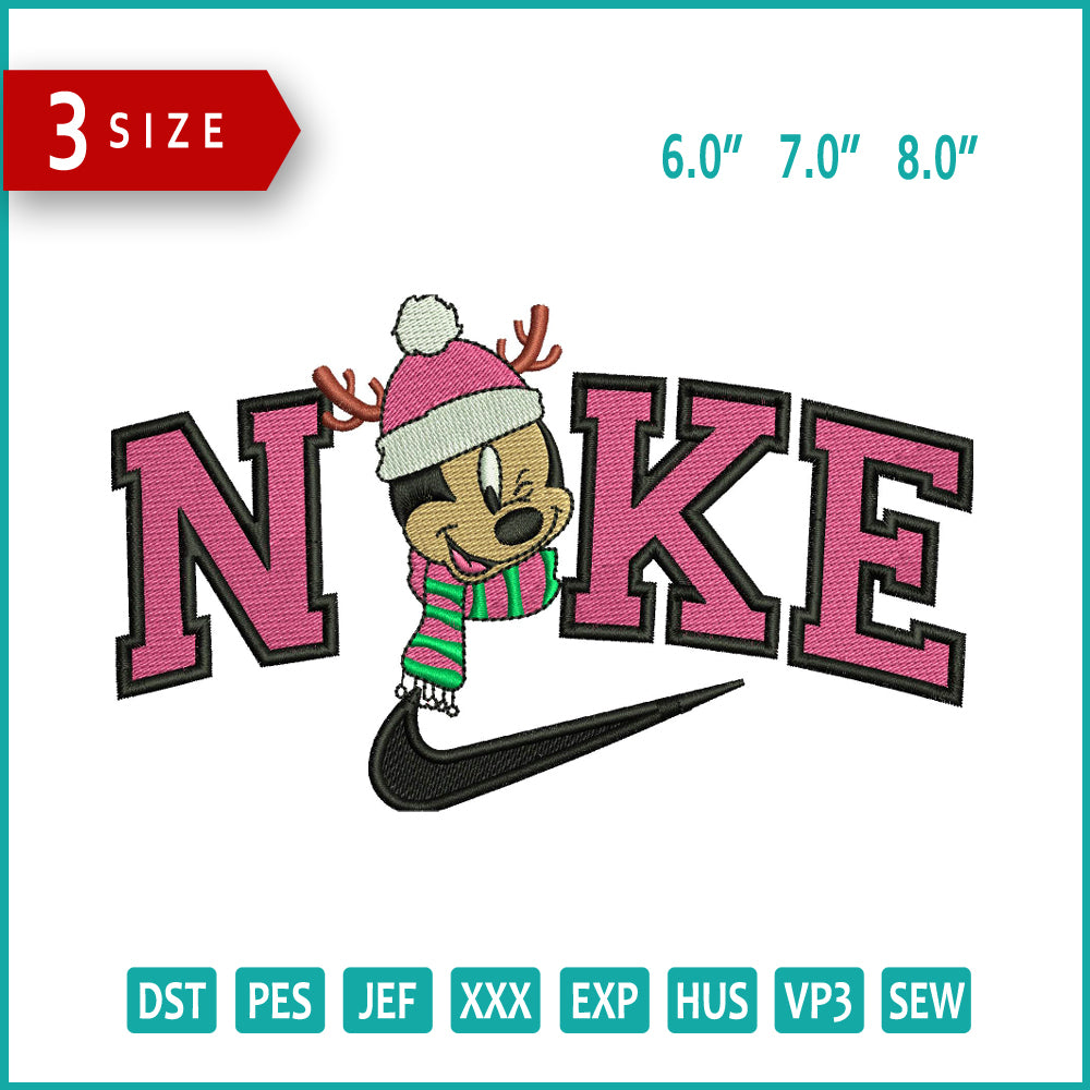 Nike Mickey Mouse v12 Embroidery Design Files - 3 Size's