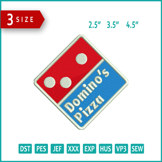 Dominos Logo Embroidery Design Files - 3 Size's