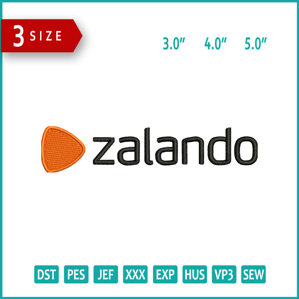 Zalando Logo Embroidery Design Files - 3 Size's