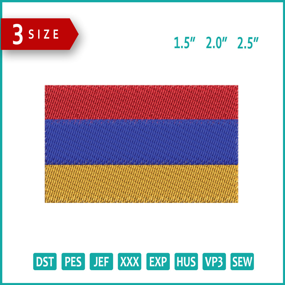 Armenia Flag Embroidery Design Files - 3 Size's