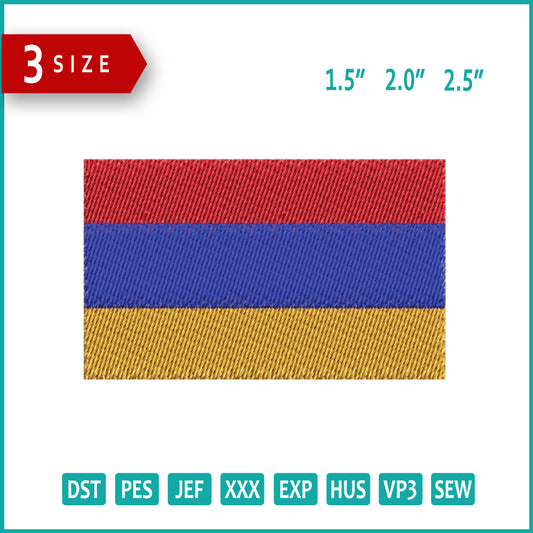 Armenia Flag Embroidery Design Files - 3 Size's