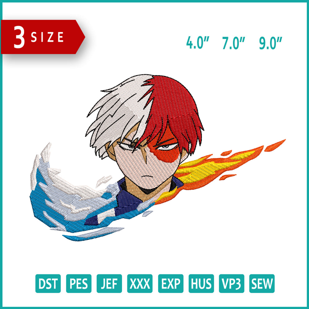 Shoto Todoroki Swoosh v3 Embroidery Design Files - 3 Sizes – Online ...