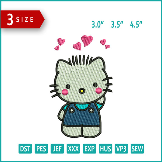 Hello Kitty Love Embroidery Design Files - 3 Size's