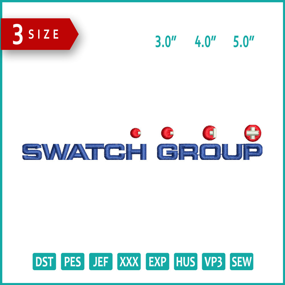 Swatch Group Logo Embroidery Design Files - 3 Size's