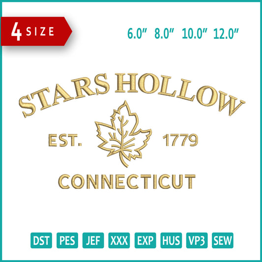 Star Hollow Est 1779 Connect Cut Embroidery Design Files - 4 Size's