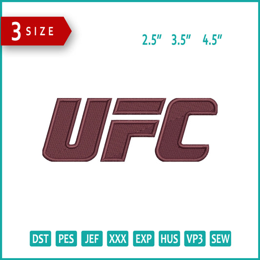 UFC Logo Embroidery Design Files - 3 Size's