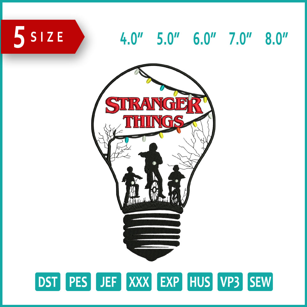 Stranger Things Bulb Edition Embroidery Design Files - 5 Size's