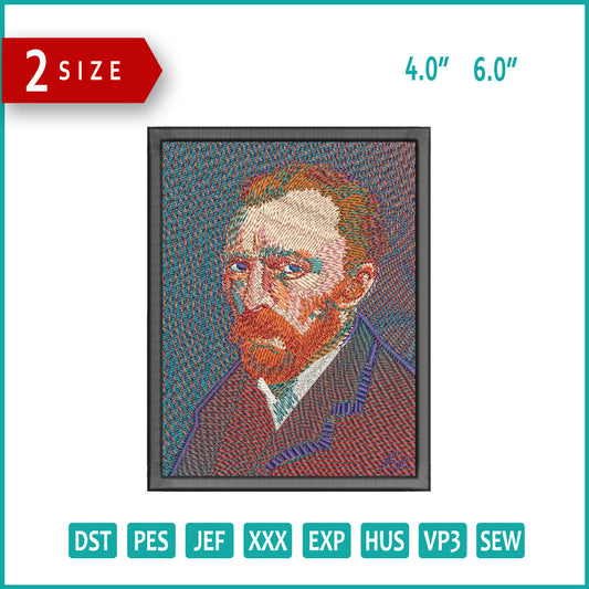 Vincent Van Gogh Embroidery Design Files - 2 Size's