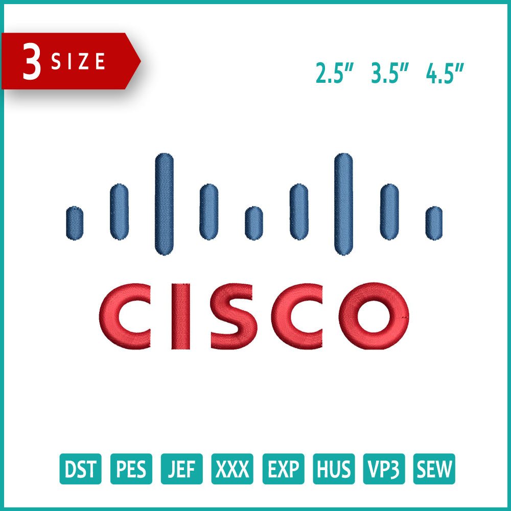 Cisco Logo Embroidery Design Files - 3 Size's