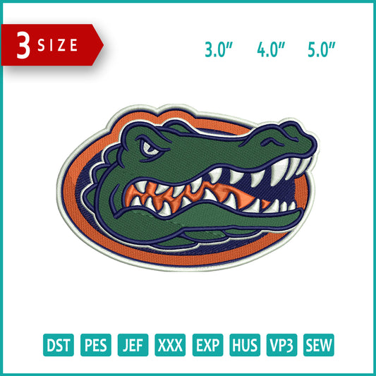 Florida Gators Logo Embroidery Design Files - 3 Size's