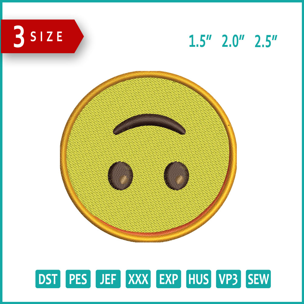 Upside Down Face Emoji Embroidery Design Files - 3 Size's