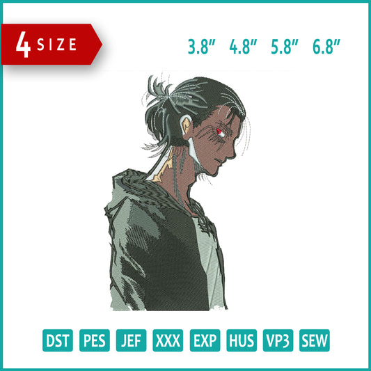 Eren Yeager v9 Embroidery Design Files - 4 Size's