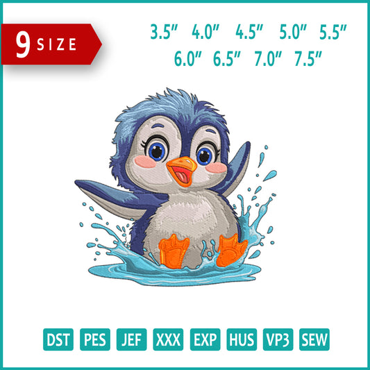 Baby Penguin Embroidery Design Files - 9 Size's