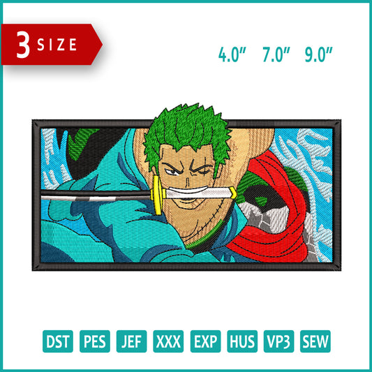 Roronoa Zoro v8 Embroidery Design Files - 3 Size's