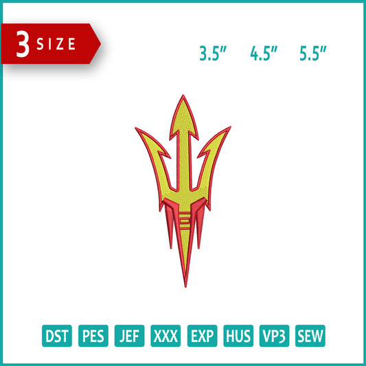 Arizon State Sun Devils  Embroidery Design Files - 3 Size's