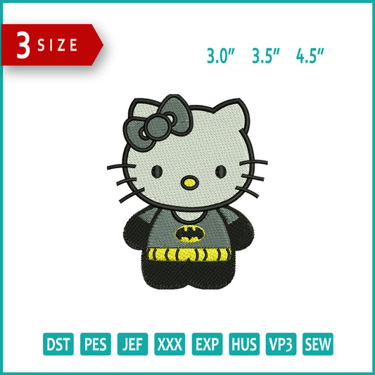 Hello Kitty Batman Embroidery Design Files - 3 Size's