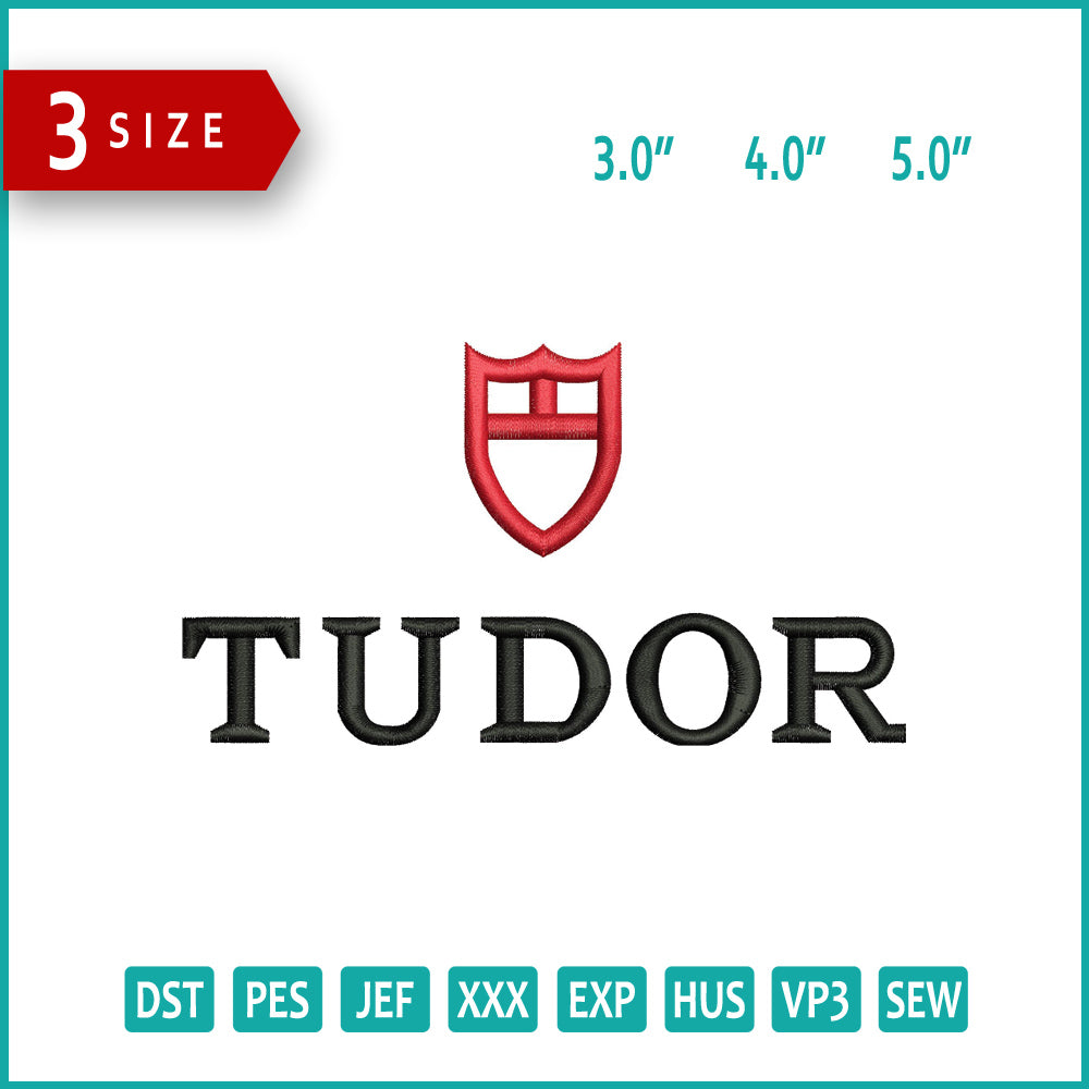 Tudor Logo Embroidery Design Files - 3 Size's