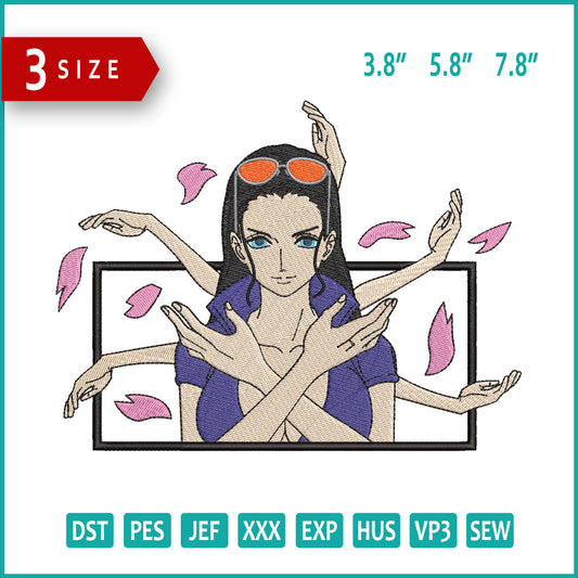 Nico Robin v2 Embroidery Design Files - 3 Size's