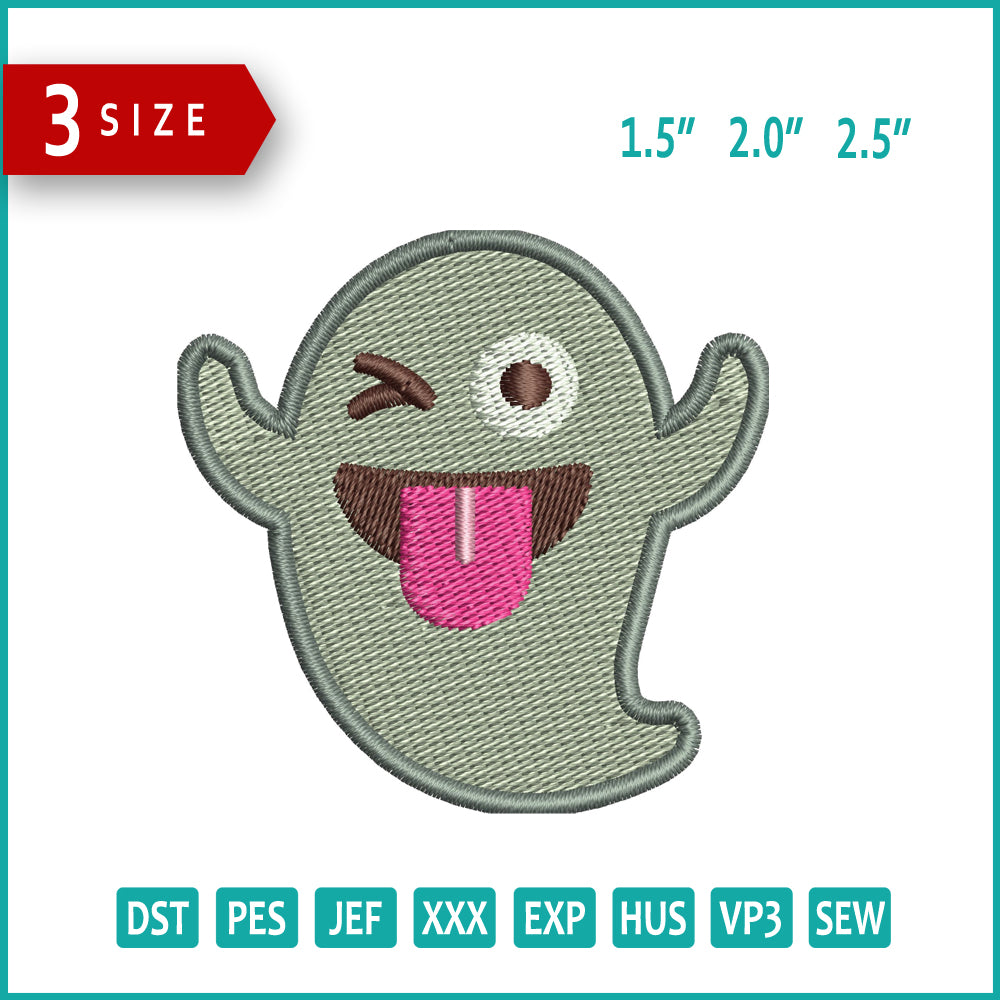 Ghost Emoji Embroidery Design Files - 3 Size's