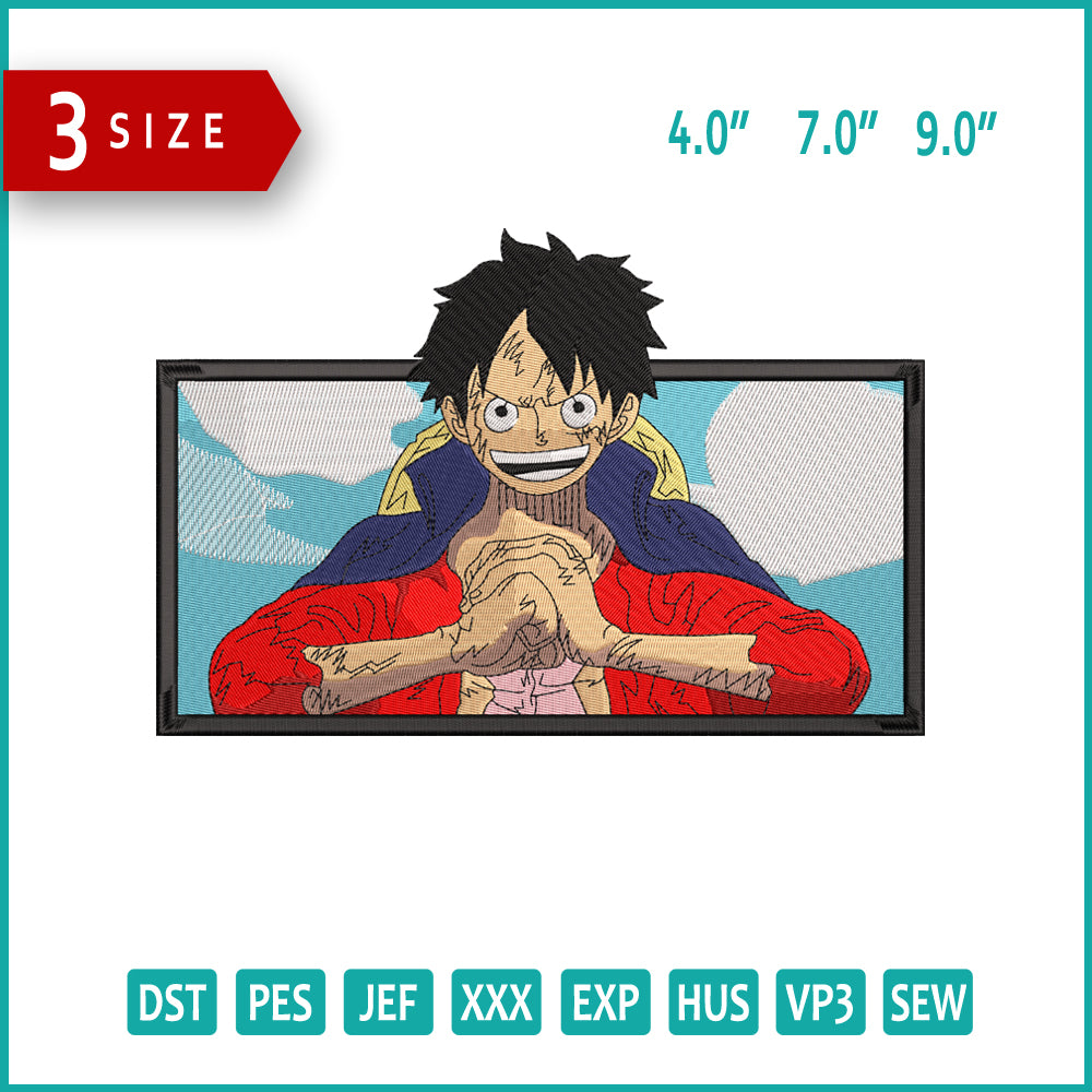 Monkey D Luffy v12 Embroidery Design Files - 3 Size's