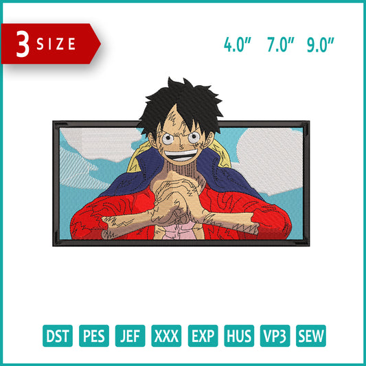 Monkey D Luffy v12 Embroidery Design Files - 3 Size's