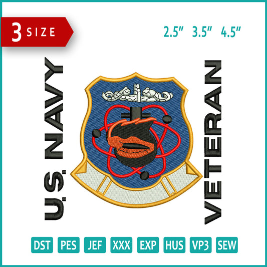 US Navy Veteran Embroidery Design Files - 3 Size's