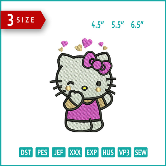 Hello Kitty Jazmin Bean Embroidery Design Files - 3 Size's