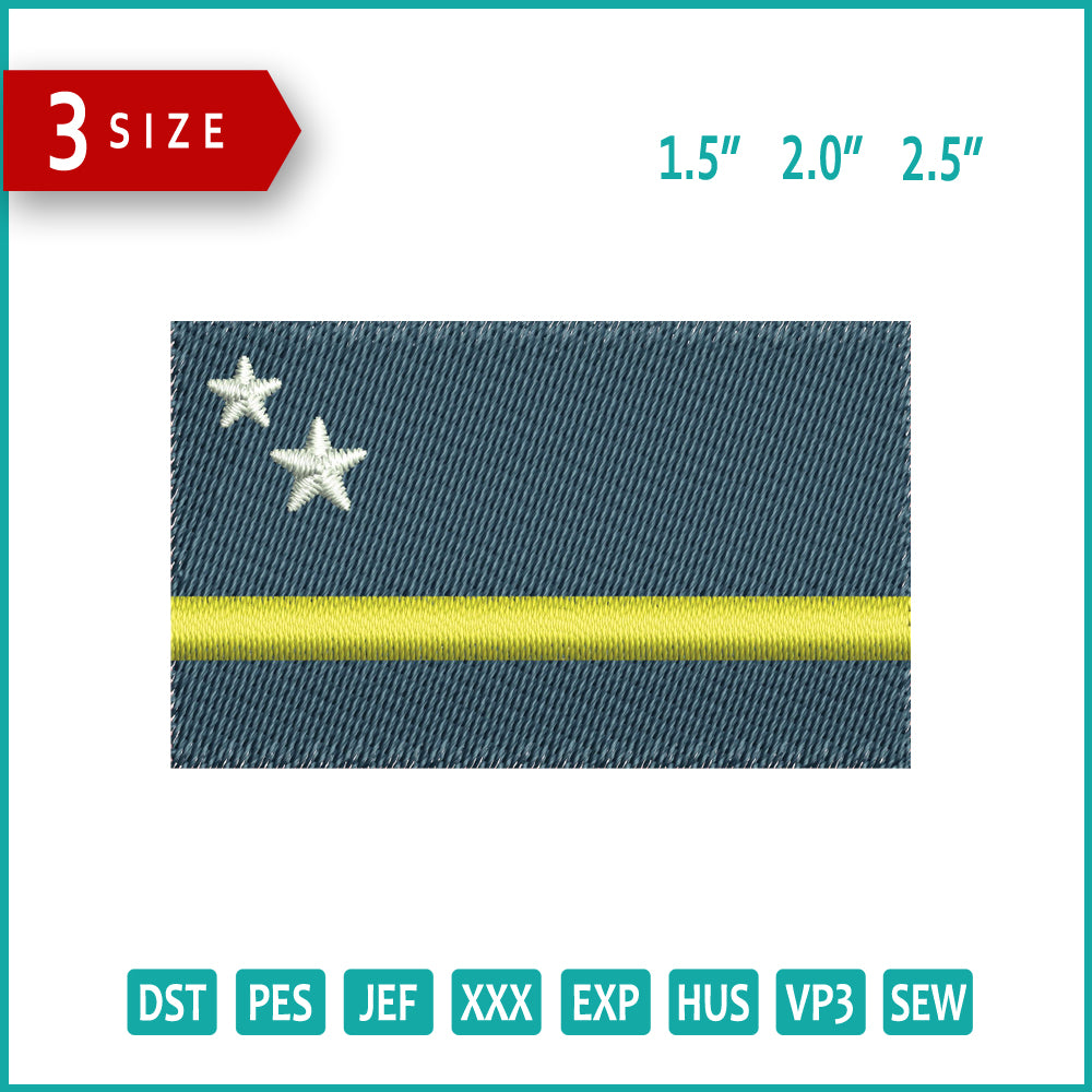 Curacao Flag Embroidery Design Files - 3 Size's