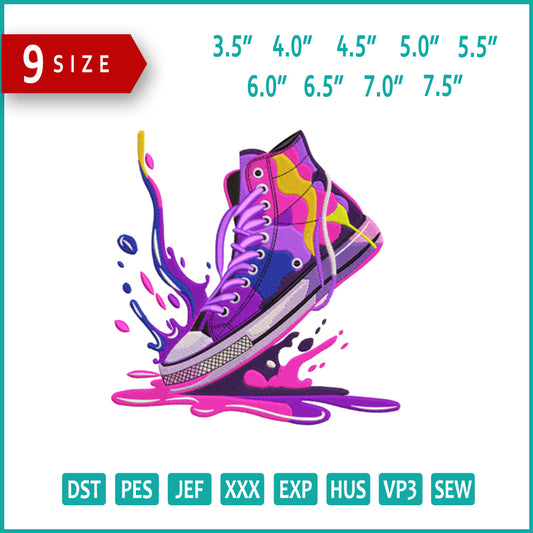Splash Sneakers Embroidery Design Files - 9 Size's