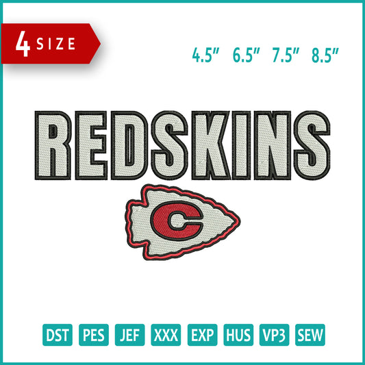 Redskins Logo Embroidery Design Files - 4 Size's