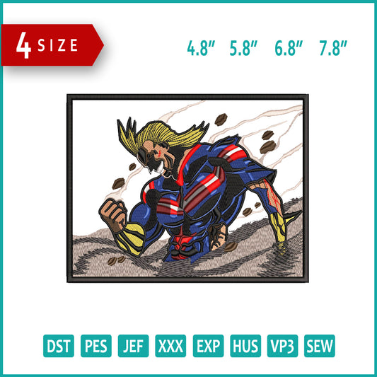 All Might Embroidery Design Files - 4 Size's