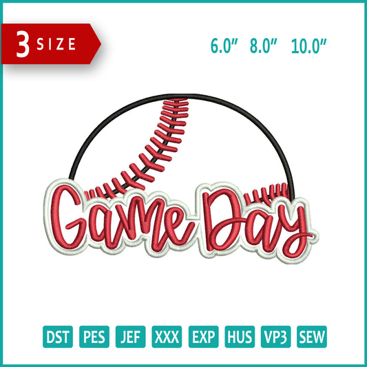 Baseball Game Day Embroidery Files - 3 Size's