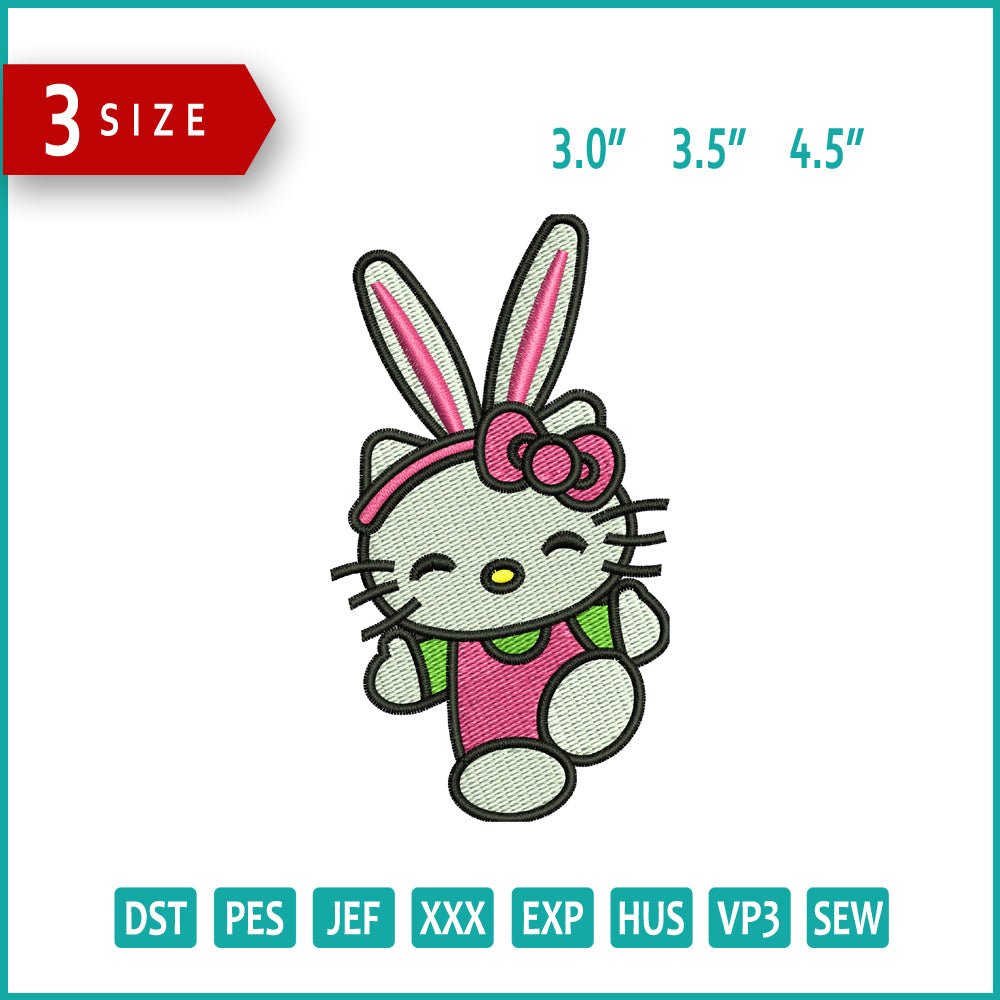 Hello Kitty Easter Bunny Embroidery Design Files - 3 Size's