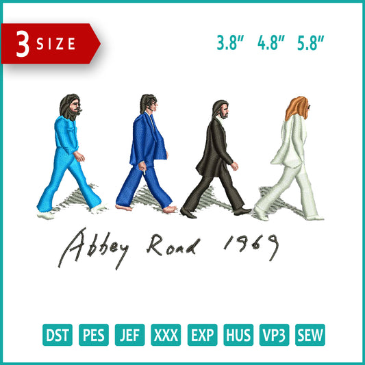 Abbey Road Embroidery Design Files - 3 Size's