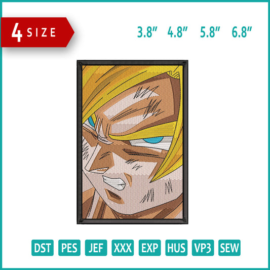 Goku v7 Embroidery Design Files - 4 Size's