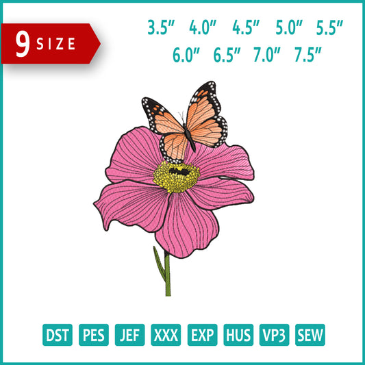 Butterfly Blossom Embroidery Design Files - 9 Size's