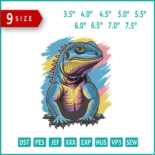 Vibrant Vibes Lizard Embroidery Design Files - 9 Size's
