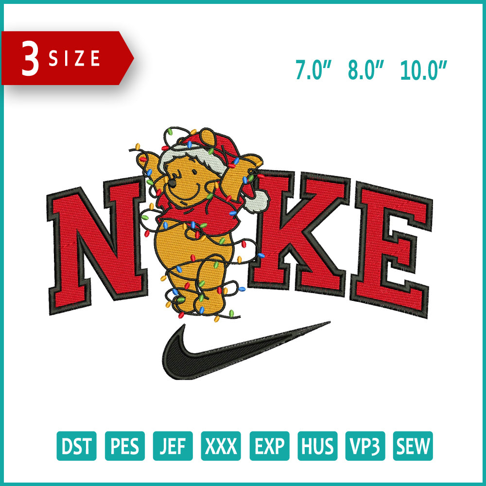 Nike Pooh v5 Embroidery Design Files - 3 Size's
