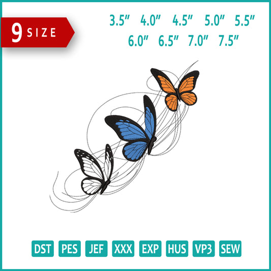Butterfly Embroidery Design Files - 9 Size's