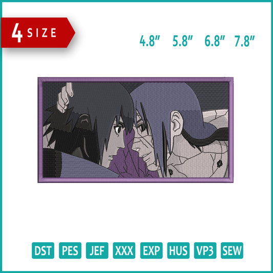 Itachi Uchiha and Sasuke Embroidery Design Files - 4 Size's