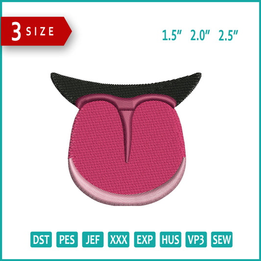 Tongue Emoji Embroidery Design Files - 3 Size's