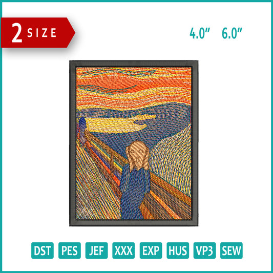 The Scream Embroidery Design Files - 2 Size's