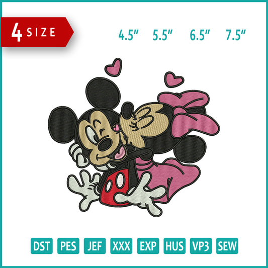 Mickey Minnie Logo Embroidery Design Files - 4 Size's